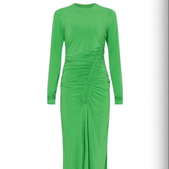 A.L.C. Adeline Emerald Green Ruched Long Sleeve Dress – Size Medium - Picture 1 of 12